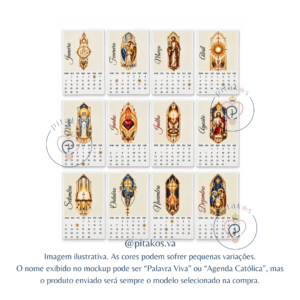 Calendário 2027 Ímã de Geladeira Católico | Coleções Catedral e Devoções | Pitakos