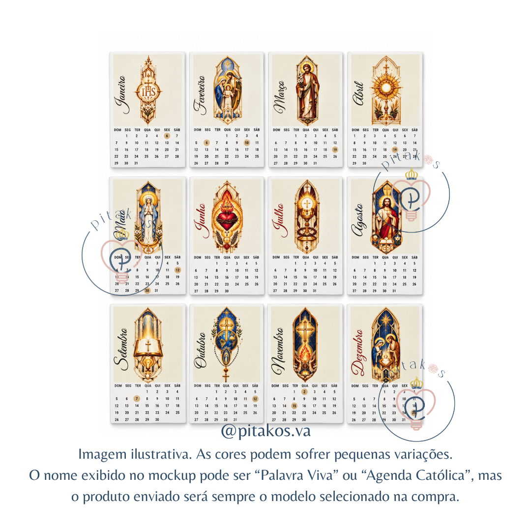 Calendário 2027 Ímã de Geladeira Católico | Coleções Catedral e Devoções | Pitakos - Imagem 2