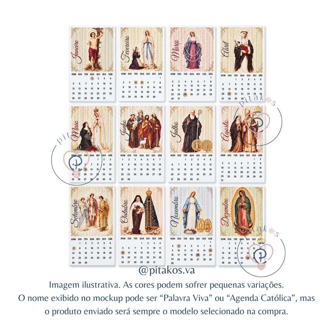 Calendário 2027 Ímã de Geladeira Católico | Coleções Catedral e Devoções | Pitakos - Imagem 3